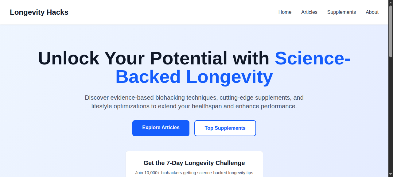 longevity-hacks.com Screenshot